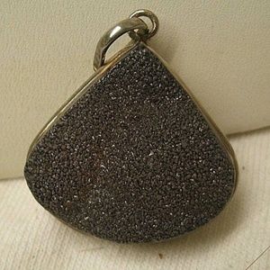 Handmade Titanium Druzy Pendant Sterling Silver